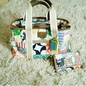 Coach Multi Colored bag with matching wallet